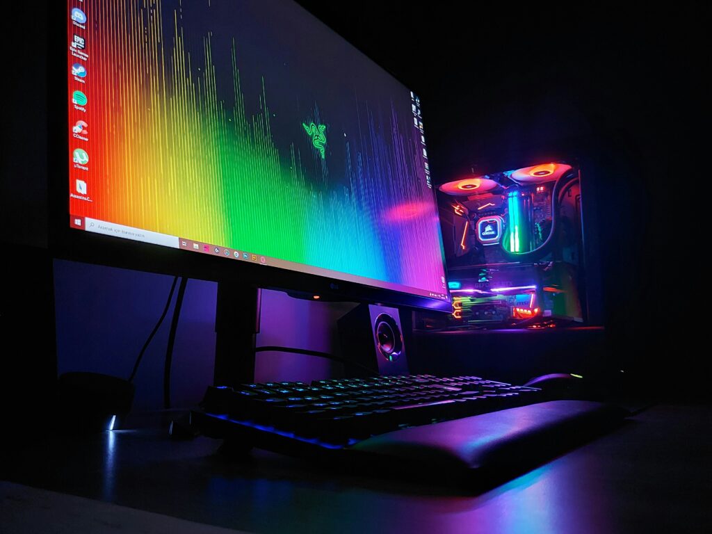 黒いデスク クール ゲーム部屋 ブラックスタイル
