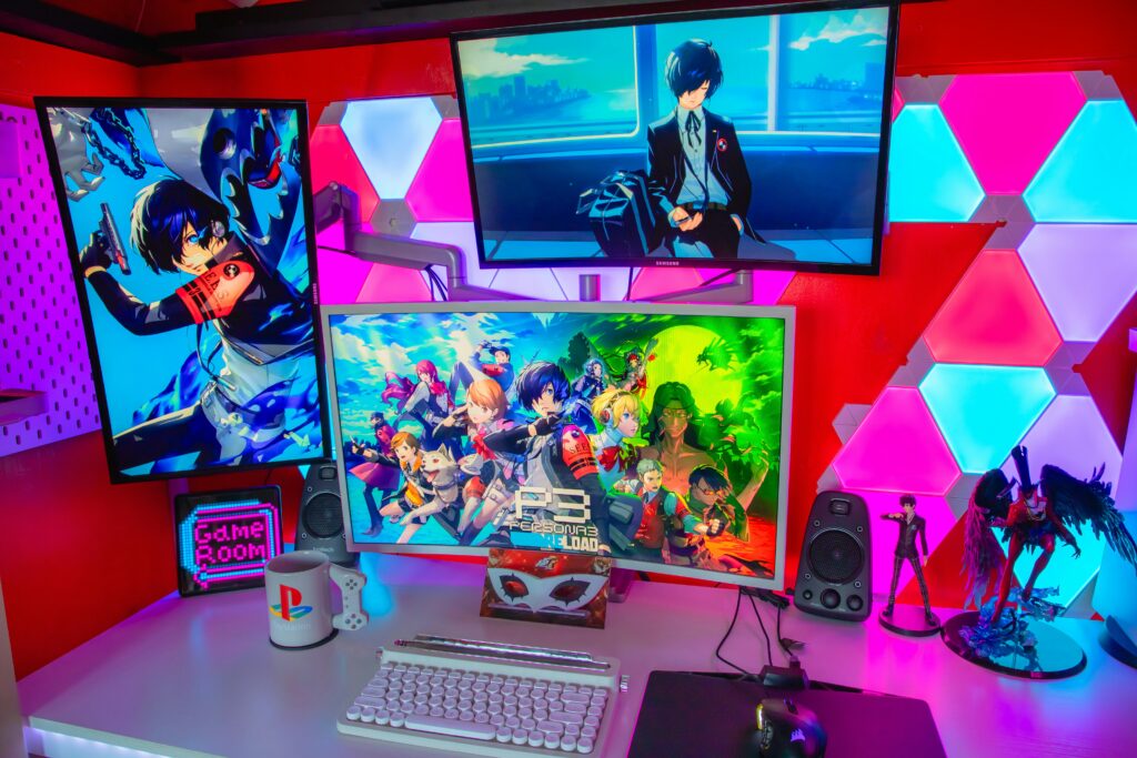 ネオンスタイル レイアウト 暗い雰囲気 RGB ゲーム部屋