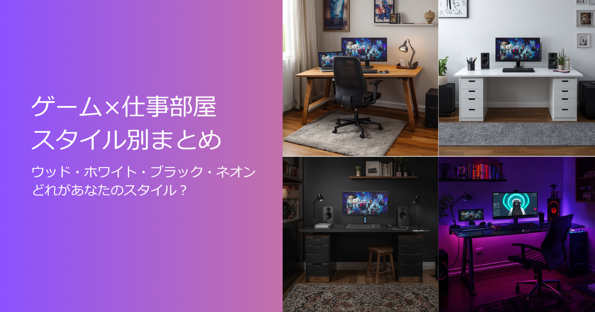 ゲーム部屋 スタイル別まとめ ウッド ホワイト ブラック ネオン